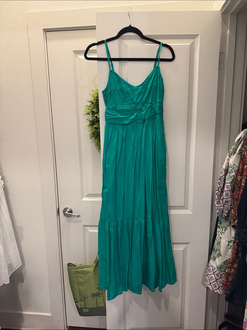 Women’s Green Maxi Dress with Spaghetti Straps